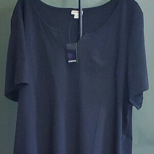 The Avenue Split Neck Top For Plus Size Women NWT  Black Size 22/24